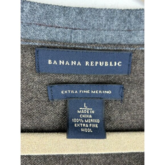 Banana Republic Women's L 100% Extra Fine Merino Wool Cardigan Sweater Brown - Picture 3 of 12